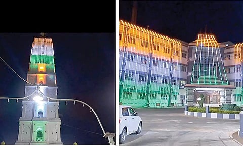 நாகை கலெக்டர் அலுவலகம், நாகூர் தர்கா மின்விளக்கு அலங்காரத்தில் ஜொலிக்கிறது.
