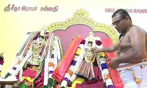 திருக்கல்யாணம் வைபவம் வெகு விமரிசையாக நடைபெற்ற காட்சி.&nbsp;