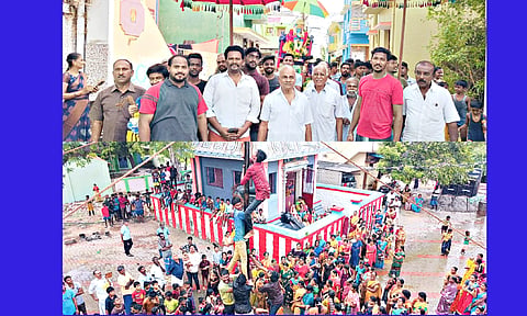 கிருஷ்ண ஜெயந்தியையொட்டி ஊர்வலம் நடந்ததையும், வழுக்கு மரம் ஏறும் போட்டியில் பங்கேற்ற இளைஞர்களையும் படத்தில் காணலாம்.