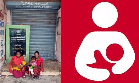 பூட்டி கிடக்கும்  பாலூட்டும் அறையின் காட்சி,