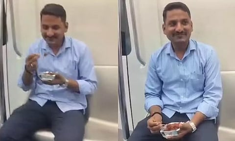 மெட்ரோ ரெயிலில் உணவு சாப்பிட்ட சுனில் குமார்.