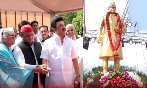 முன்னாள் பிரதமர் வி.பி.சிங் சிலையை திறந்து வைத்தார் முதலமைச்சர் மு.க.ஸ்டாலின்