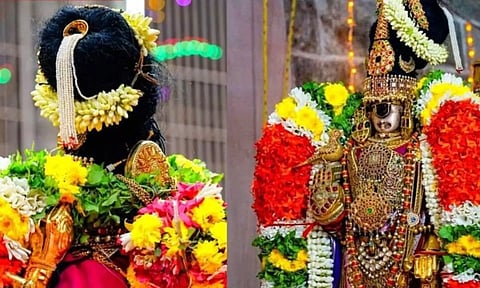 சவுரி கொண்டை அலங்காரத்தில் நம்பெருமாள்