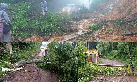 கொடைக்கானலில் இடைவிடாது பெய்த மழையால் பிரதான சாலையில் நிலச்சரிவு