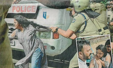 இளைஞர் காங்கிரஸ் பேரணியில் வன்முறை: பெண்களின் உடை-தலைமுடியை பிடித்து இழுத்ததால் பரபரப்பு