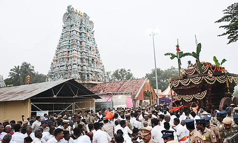 17 ஆண்டுகளுக்கு பிறகு  கண்டதேவி கோவில் தேர் வெள்ளோட்டம்