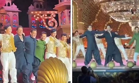 அம்பானி வீட்டு திருமணம்: நாட்டு ...நாட்டு... பாடலுக்கு நடனம் ஆடிய ஷாருக்கான், சல்மான்கான், அமீர்கான்