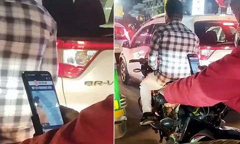 போக்குவரத்து நெரிசலில் சிக்கிய போதும் தேர்வுக்கு படித்த ஊழியர்