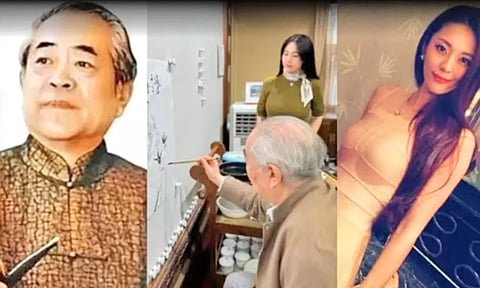 35 வயது மாடல் அழகியை திருமணம் செய்த 85 வயது ஓவியர்