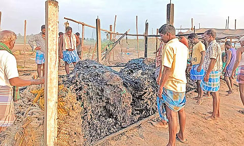 ரூ.15 லட்சம் மதிப்புள்ள மீன்பிடி வலைகள் எரிந்து நாசம்