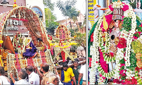 மீனாட்சி-சுந்தரேஸ்வரர் திருக்கல்யாணம் முடிந்து ஊர் திரும்பினார் முருகப்பெருமான்