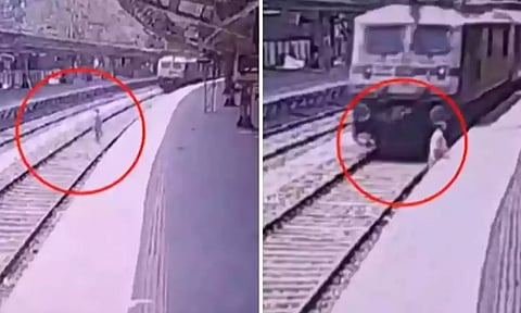 காதலனை பயமுறுத்த தண்டவாளத்தில் குதித்த பெண்- அடித்து தூக்கிய ரெயில்! பதற வைக்கும் வீடியோ