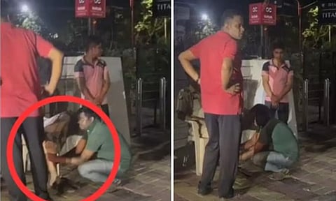 டிராபிக் போலீஸுக்கு கால் அமுக்கி விட்ட இளைஞன்.. சர்ச்சை வீடியோ - நடந்தது என்ன?