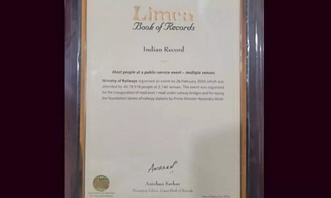 லிம்கா சாதனை புத்தகத்தில் இடம்பெற்ற ரெயில்வே அமைச்சகம்