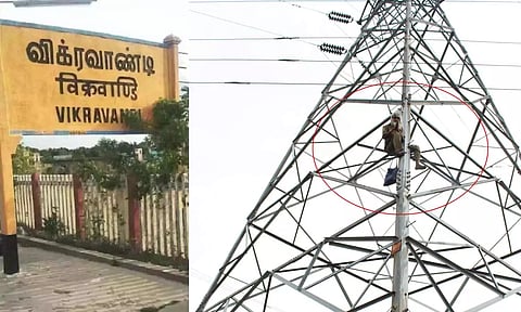 வேட்பு மனு நிராகரிப்பு: உயர் அழுத்த மின் கோபுரத்தில் ஏறி சுயேட்சை வேட்பாளர் போராட்டம்