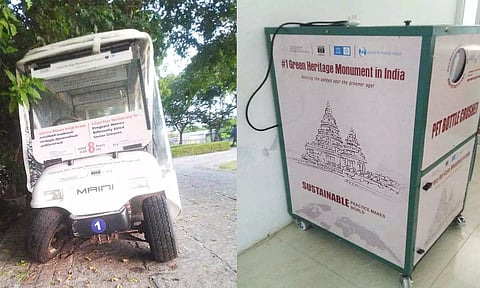 மாமல்லபுரத்தில் காட்சி பொருளான பேட்டரி வாகனம்