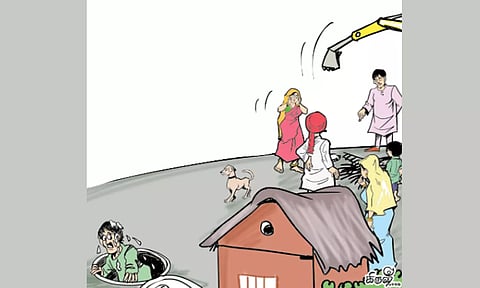 போலீசுக்கு பயந்து ஓடி பாதாள சாக்கடைக்குள் குதித்த ஆட்டோ டிரைவர்