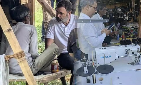 செருப்பு தைக்கும் தொழிலாளிக்கு தையல் மெஷின் பரிசளித்த ராகுல் காந்தி