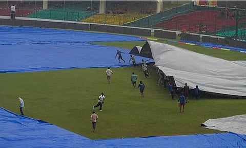 ind vs ban test play called off due to rain