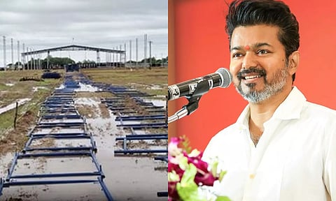கனமழை- தமிழக வெற்றிக் கழக மாநாடு பணிகள் தாமதம்