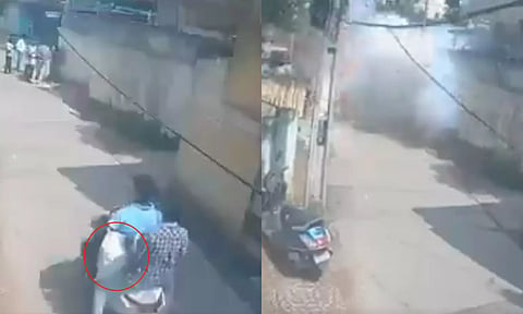 மோட்டார் சைக்கிளில் மூட்டையில் பட்டாசு கொண்டு செல்லும்போது விபத்து: ஒருவர் பலி