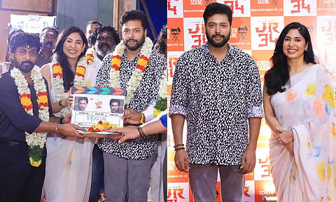 கணேஷ் கே பாபு இயக்கத்தில் ஜெயம் ரவி நடிக்கும் 34-வது படத்தின் பூஜை க்ளிக்ஸ்
