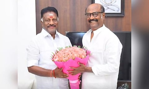 சென்னை போயஸ் கார்டன் வீட்டில் நடிகர் ரஜினிகாந்தை சந்தித்த ஓ.பன்னீர்செல்வம்