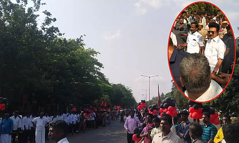 நெய்வேலியில் முதலமைச்சர் மு.க.ஸ்டாலின் 2 கி.மீ. தூரம் ரோடுஷோ