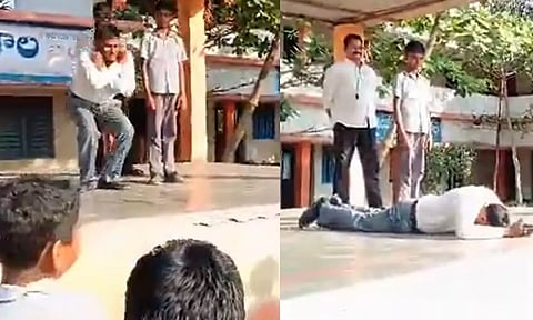 VIDEO: மாணவர்கள் முன் தோப்புக்கரணம் போட்டு விழுந்து வணங்கிய தலைமையாசிரியர்.. உருக்கமாக பேச்சு!