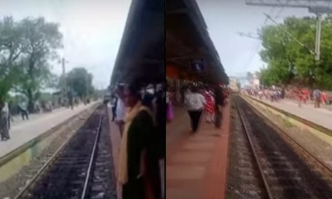 ஒரே தண்டவாளத்தில் 2 ரெயில்கள் வந்ததால் பரபரப்பு