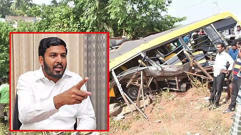 கடலூரில் பள்ளி வேன் மீது ரெயில் மோதி விபத்து - ரெயில்வே துறைக்கு ஆளூர் ஷாநவாஸ் கண்டனம்
