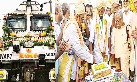 48-வது பிறந்தநாளை கொண்டாடிய வைகை எக்ஸ்பிரஸ்: கேக் வெட்டி மகிழ்ந்த ரெயில்வே ஊழியர்கள்
