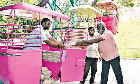 250 கிலோ எடைக்கு கற்கள் வைத்து ரோப்கார் இயக்கி சோதனை ஓட்டம்&nbsp;