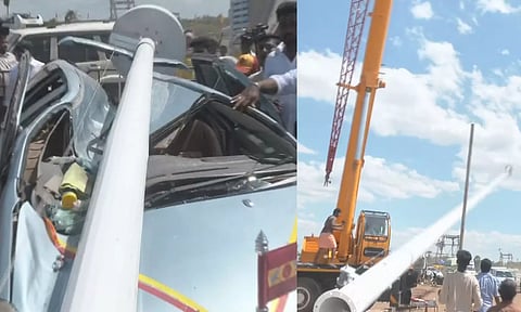 கொடிக்கம்பம் விழுந்து சேதமடைந்த காருக்கு பதிலாக புதிய கார்- த.வெ.க.