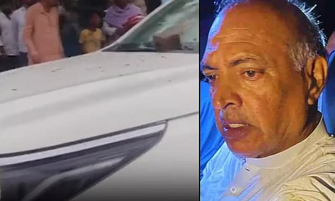 பீகார் தேர்தல் பிரசாரத்தின்போது பா.ஜ.க கூட்டணி வேட்பாளர் மீது கிராம மக்கள் கல்வீசி தாக்குதல்
