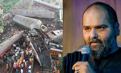 இடது: 2023இல்&nbsp;296 பேர் உயிரிழந்த ஒடிசா ரெயில் விபத்து, வலது: குணால் கம்ரா