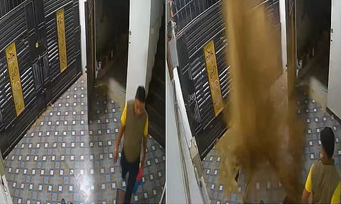VIDEO: ஆழ்துளை குழாய் உடைந்து பீறிட்டு அடித்த தண்ணீர் - நல்வாய்ப்பாக உயிர்தப்பிய நபர்