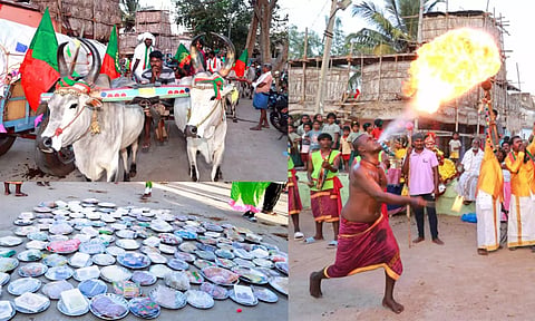 ஊர்மெச்ச நடந்த காதணி விழா: 20 இரட்டை மாட்டு வண்டிகளில் 200க்கும் மேற்பட்ட சீர்வரிசை