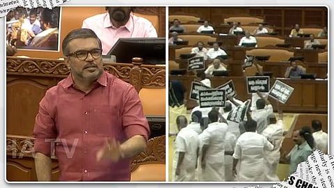 കോൺഗ്രസിൻറെ നിലപാട് ബി.ജെ.പി.ക്ക് ​ഗുണം ചെയ്യുന്നതെന്ന് എം.ബി. രാജേഷ്; നിയമസഭയിൽ പ്രതിപക്ഷ ബഹളം
