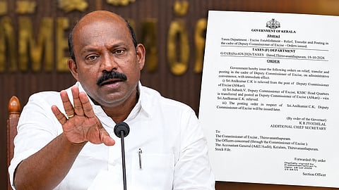 ബേക്കറിയിലെ ഫോർട്ടി വൈൻ വിൽപ്പന; തീരുമാനം മരവിപ്പിച്ച് സർക്കാർ, അബ്കാരി 
എക്‌സൈസ് 
ഡെപ്യൂട്ടി കമ്മിഷ്ണറെ മാറ്റി