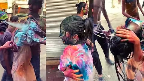 ഹോളി ആഘോഷത്തിനിടെ ജാപ്പനീസ് യുവതിയെ കടന്നുപിടിച്ച് അപമാനിച്ച സംഭവം;  3 പേർ അറസ്റ്റിൽ (വീഡിയോ)