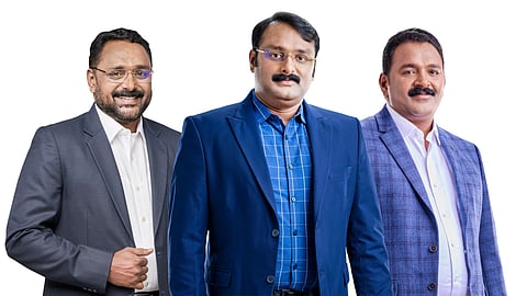 മുട്ടിൽ മരംമുറി കേസിൽ പ്രതികളായ റിപ്പോർട്ടർ ചാനൽ ചെയർമാൻ റോജി അഗസ്റ്റിൻ, എംഡി ആന്‍റോ അഗസ്റ്റിൻ, ഡയറക്റ്റർ ജോസ്‌കുട്ടി അഗസ്റ്റിൻ എന്നിവർ.