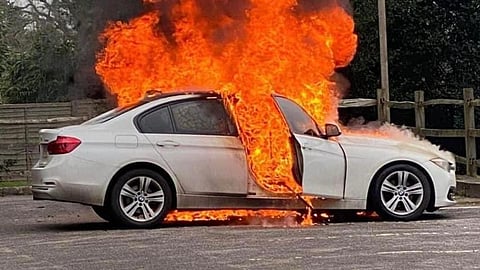 car on fire