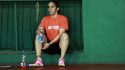 Saina Nehwal during a practice session