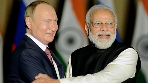 Russian President Vladimir Putin with Indian Prime Minister Narendra Modi.