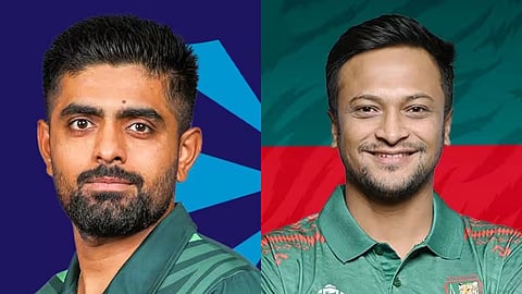 Pakistan captain Babar Azam, Bangladesh captain Shakib Al Hasan