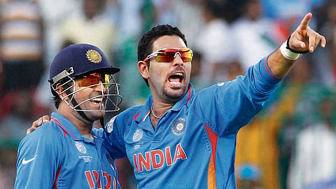MS Dhoni with Yuvraj Singh