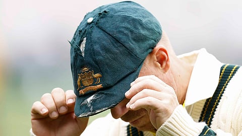 David Warner with his baggy green cap on