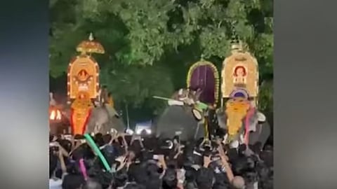 എഴുന്നള്ളത്തിന് ആനയെ നിര്‍ത്തുന്നതിനെ ചൊല്ലി തര്‍ക്കം; തൃശൂരില്‍ ദേശക്കാര്‍ തമ്മില്‍ കൂട്ടയടി