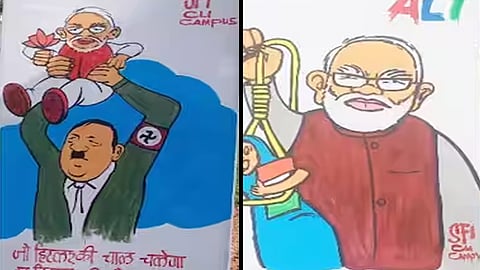 കാലിക്കറ്റ് സർവകലാശാലയിൽ എസ്എഫ്ഐ സ്ഥാപിച്ച ബോർഡുകൾ